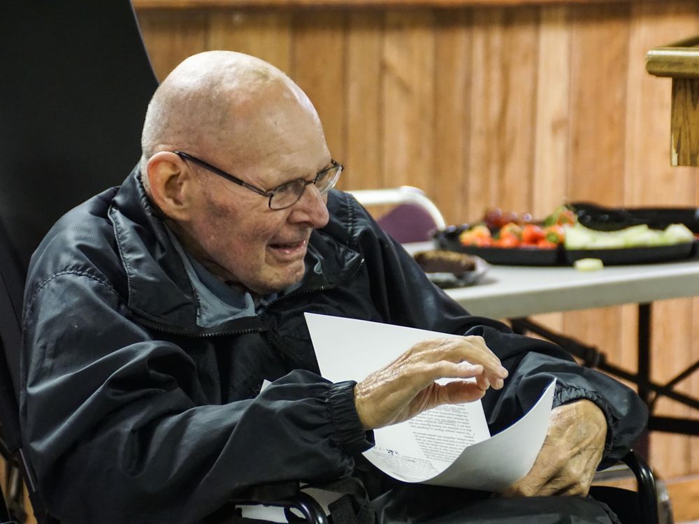 Father Reginald Foster celebrating his birthday in 2019