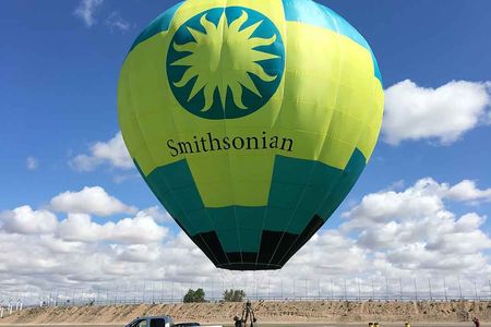 One of the two balloons that will be used for tethered flights Saturday at the Udvar-Hazy Center was made especially for the museum and donated recently by Adams Balloons LLC.