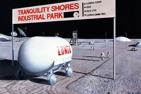A lunar mining operation, as envisioned by NASA in the 1990s.