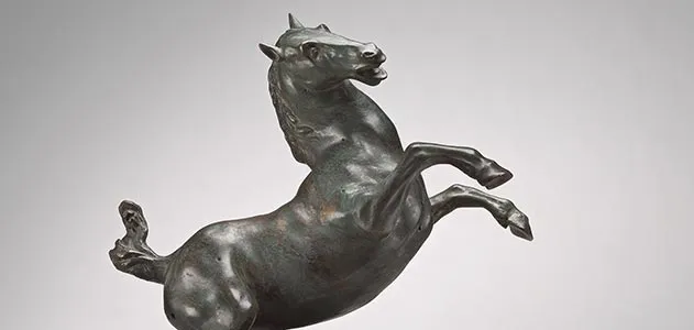 Bronze statuette of rearing horse