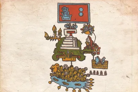 This Aztec pictogram depicts warriors drowning as a temple burns in the background. New research links the scene to a 1507 earthquake.