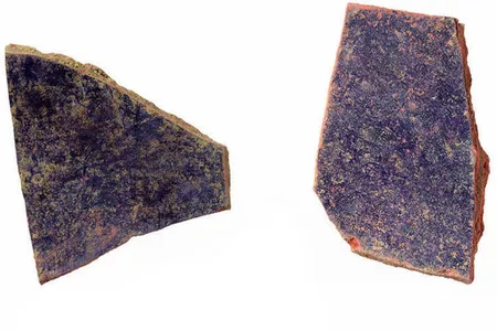 Pottery fragments found onsite are lined in purple pigment, suggesting they were once containers for dye.