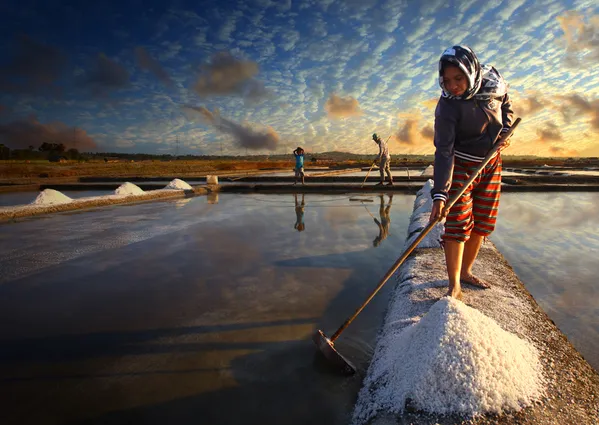 Taken in Indonesia,farmers are harvesting salt thumbnail