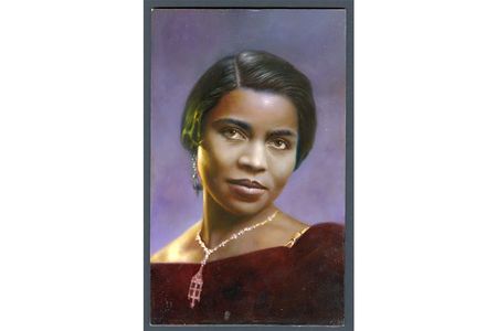 Marian Anderson approved stamp art by Albert Slark, c. 2005. Canadian-born artist Albert Slark created this full-color oil portrait of Marian Anderson from a circa 1934 black-and-white photograph. 