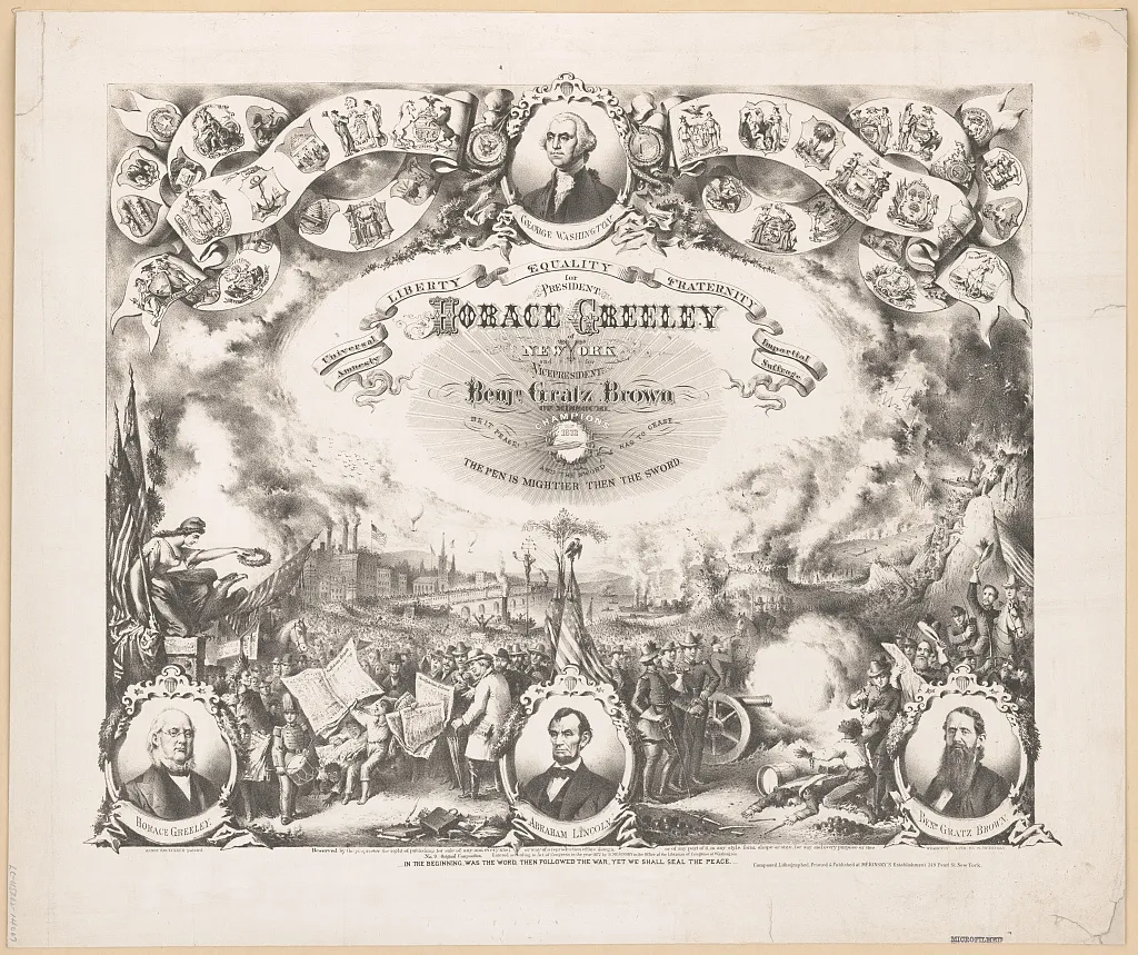 A print from Greeley's presidential campaign