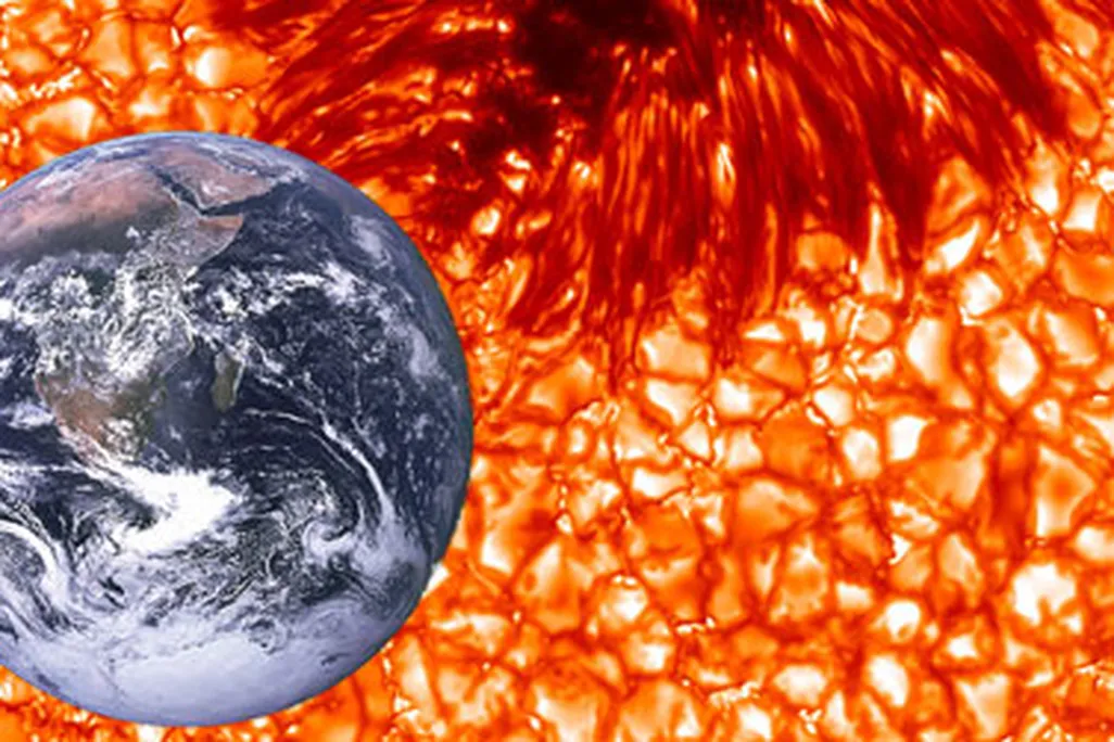 A sunspot is bigger than the Earth, as demonstrated in this colorized image.