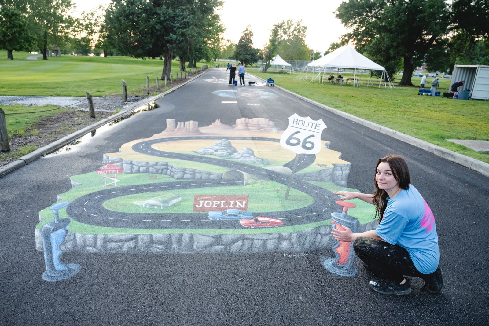 Asphalt Is the Canvas for This Year's World Street Painting Festival in Joplin, Missouri, Which Honors 100 Years of Route 66