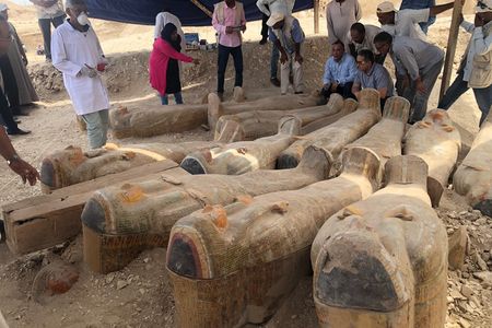 The wooden sarcophagi boast colorful, well-preserved paintings and inscriptions