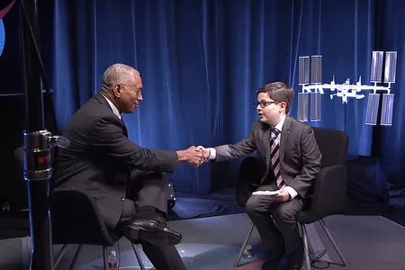 Screenshot from "Aspiring Reporter Interviews Bolden about NASA's Journey to Mars"