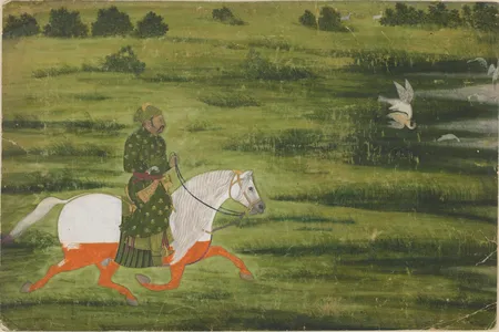 An early 18th-century Indian watercolor of a&nbsp;mounted hunter&nbsp;keeping an eye on a bird at the moment of an attack is featured in the show "Falcons: The Art of the Hunt" at the Freer Gallery of Art, part of the Smithsonian's National Museum of Asian Art.