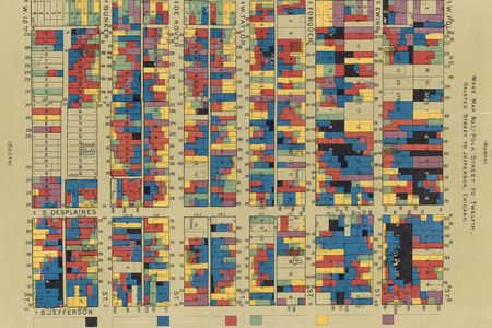 The low wages in the neighborhoods around Hull House can be seen in these maps, which illustrate income based on household. Each square shows an apartment building, and incomes are shown on the legend below. Black squares earned just $5 a week or less. 