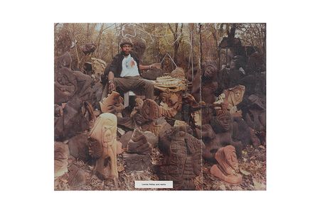 Lonnie Holley with artwork, ca. 1995 / unidentified photographer.Jimmy Hedges papers and Rising Fawn Folk Art Gallery records, 1969-2015, bulk 1991-2013. Archives of American Art, Smithsonian Institution