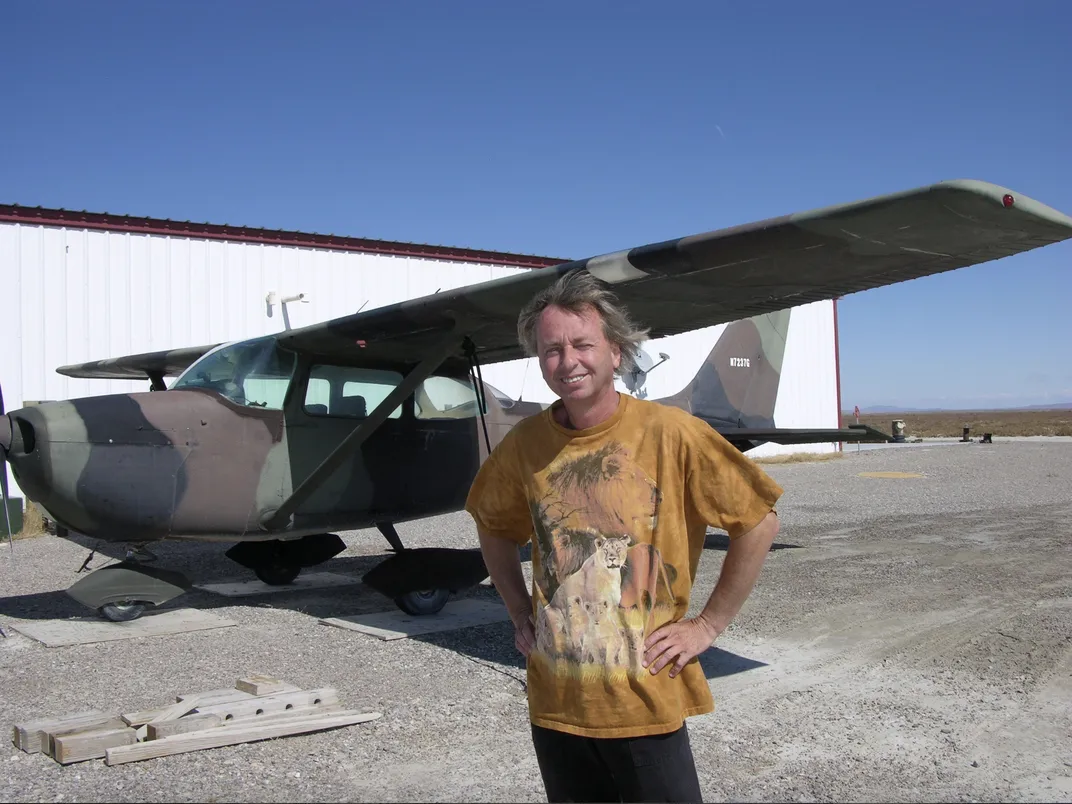 Zdarsky and his camouflaged Cessna Skyhawk