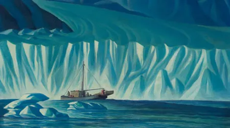Dale Nichols, Navigating Icebergs, 1941 oil on canvas panel, 22 x 25, From the Collection of Valentino Chickinelli, Omaha, Nebraska.