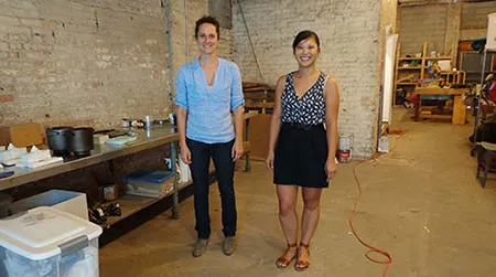 Caroline Linder (left) and Lisa Smith of ODLCO at their new (semi-finished) space in Chicago.