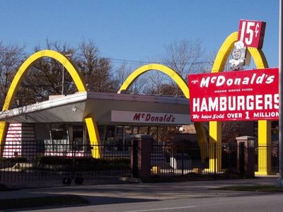 A former McDonald's, now a museum in Illinois. Richard "Dick" McDonald, one of the two McDonald brothers who started the chain (and who is played by Nick Offerman in a new movie) invented both the Golden Arches and the "over 1 million sold" sign.