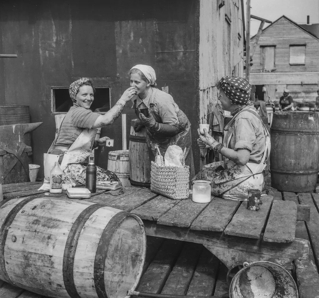 Herring girls goofing off in an undated photo