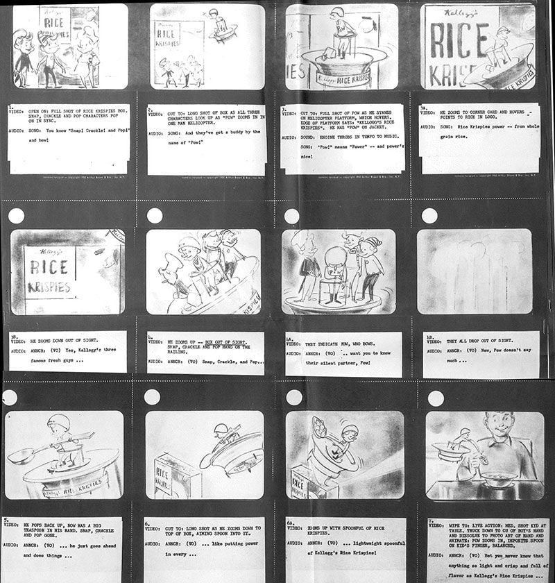 Storyboard from the 1955 ad featuring Pow!
