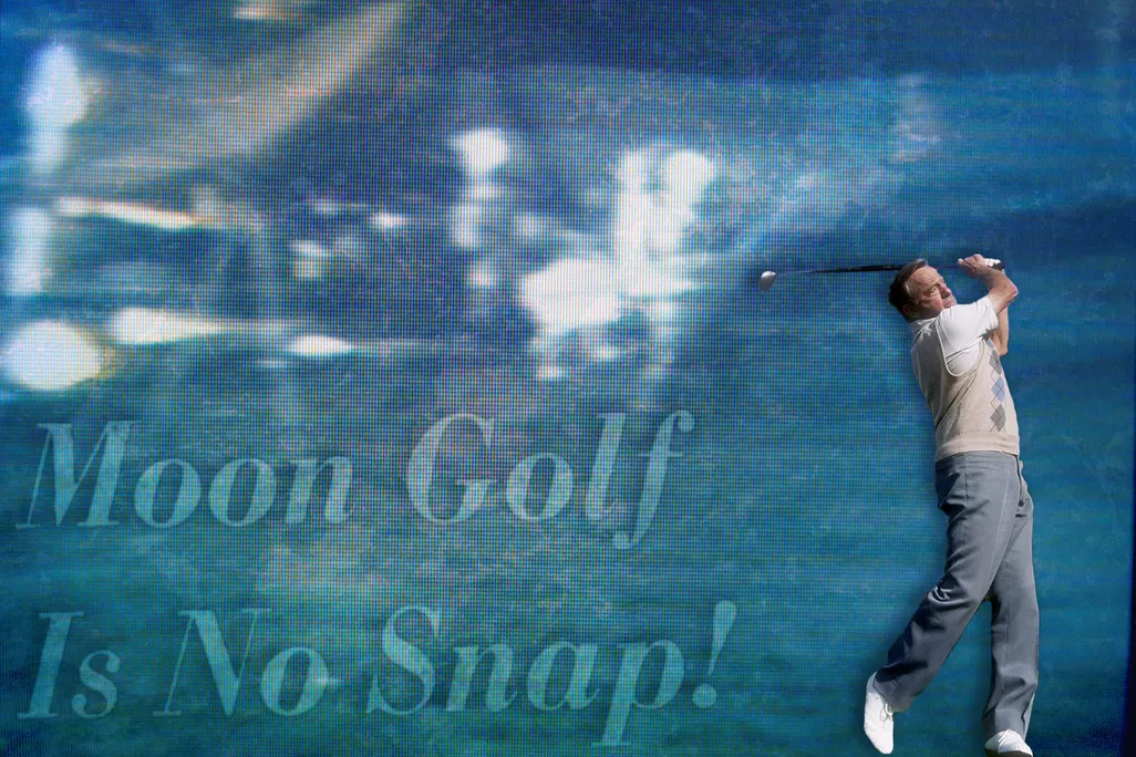 Illustration of Alan Shepard golfing on the moon
