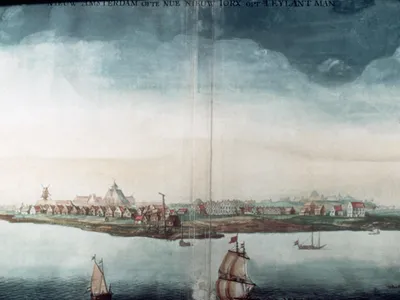 New Amsterdam, Now New York, on the Island of Manhattan by Johannes Vinckeboons