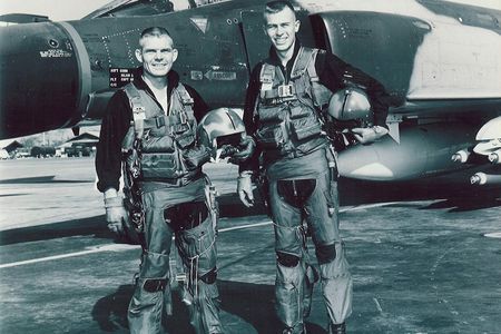 Bob Pardo (left) and Steve Wayne were nearly disciplined for the push, but squadron commander Robin Olds intervened.