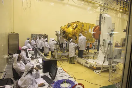 The Mangalyaan orbiter back when it was still on the ground.