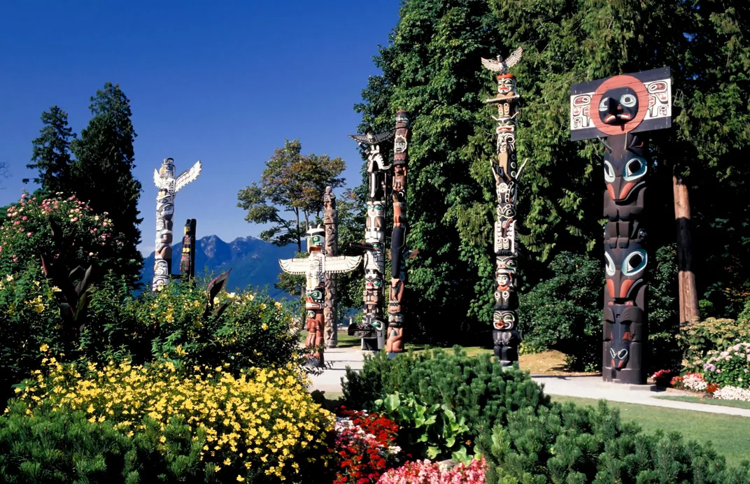Traditional totem poles in Stanley Park, Vancouver