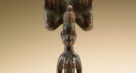 Shango’s most popular symbol, the double ax staff signifies the diety’s ability to reward the good and punish the bad.