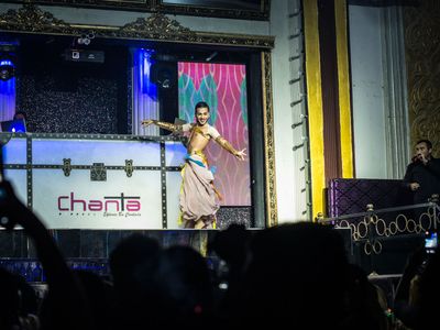 Segah, a male belly dancer, performs in a gaudy nightclub off Istanbul's Istiklal Street