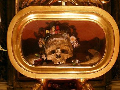 Relics of St. Valentine of Terni at the basilica of Saint Mary in Cosmedin