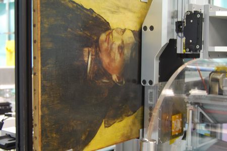 "Portrait of a Woman" being scanned by the synchrotron.