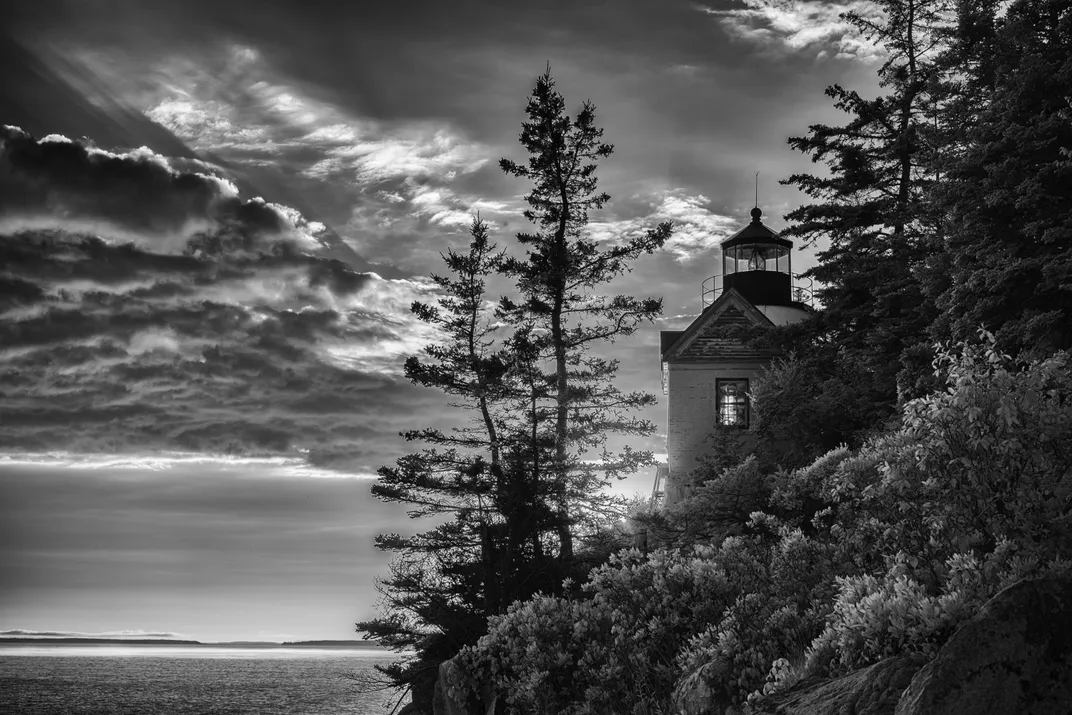 9 - Perfect for the cover of a Stephen King novel, the Bass Harbor lighthouse looks dramatic in black and white.