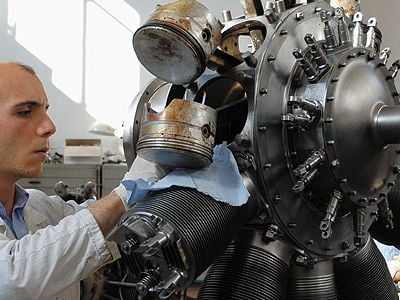 Giuseppe Genchi, who found a trove of engine parts at the University of Palermo, spent countless hours restoring an 11-cylinder rotary engine from World War I.