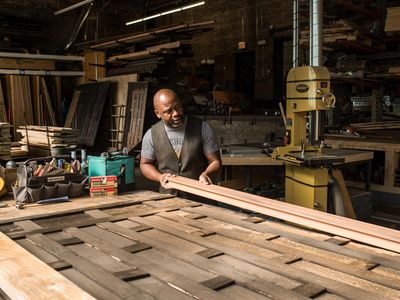 Theaster Gates' Chicago studio includes a formal gallery and a wood shop.