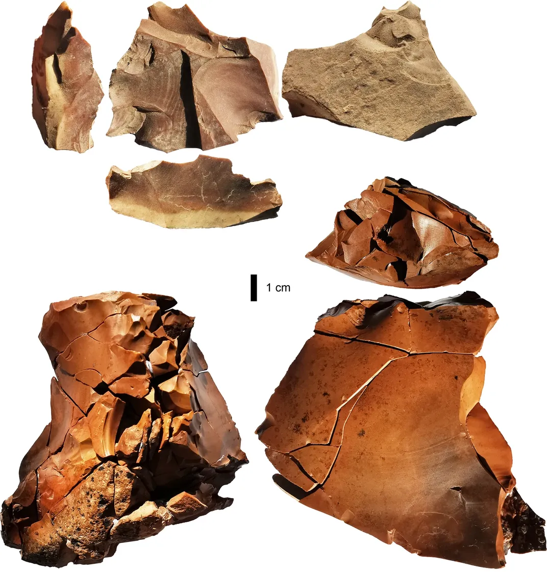 Close-up images of a notch tool discovered deep in the Laili cave in Timor-Leste.