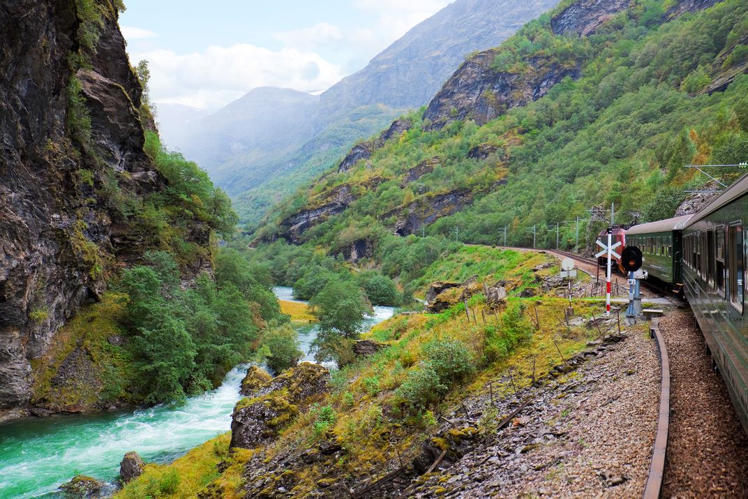 The famous Flam Railroad amid Norway's dramatic landscape