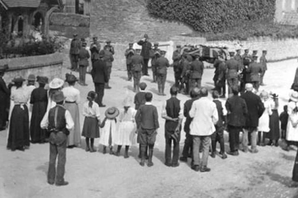 The funeral of James Idle in the village of Hullavington, on August 29, 1914