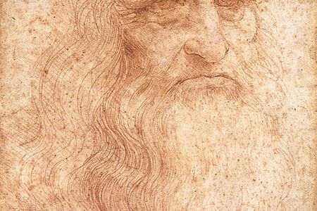 Presumed self-portrait of Leonardo da Vinci, circa 1512, red chalk on paper