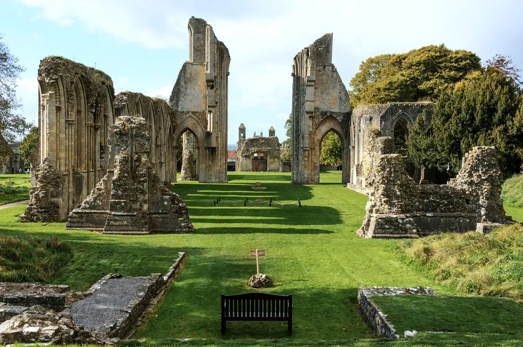 The ruins of Glastonbury Abbey, one of the English churches shut down during the Dissolution of the Monasteries