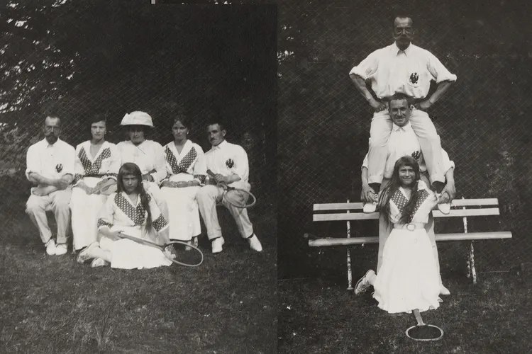 Photos of the Romanov sisters and their father at the tennis court