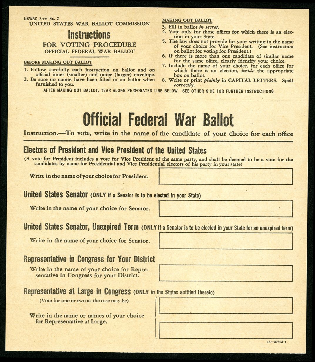 Official Federal War Ballot