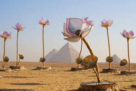 Shilo Shiv Suleman&#39;s&nbsp;Padma/Lotus&nbsp;is the first piece from an Indian artist to appear at the pyramids of Giza.