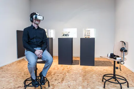 Virtual reality headsets at the 2015 International Documentary Film Festival Amsterdam allow visitors to view digital reconstructions of artifacts destroyed by ISIS.