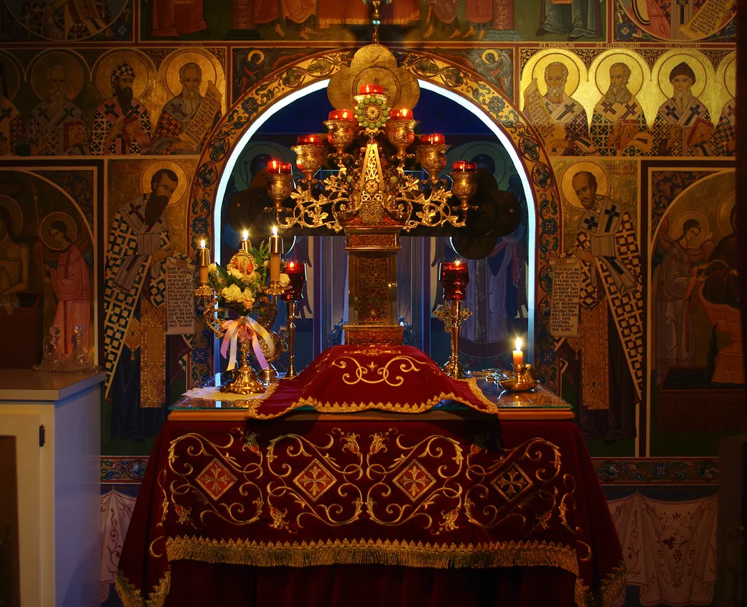 The altar of a Greek Orthodox Church at Pascha (Easter) Smithsonian
