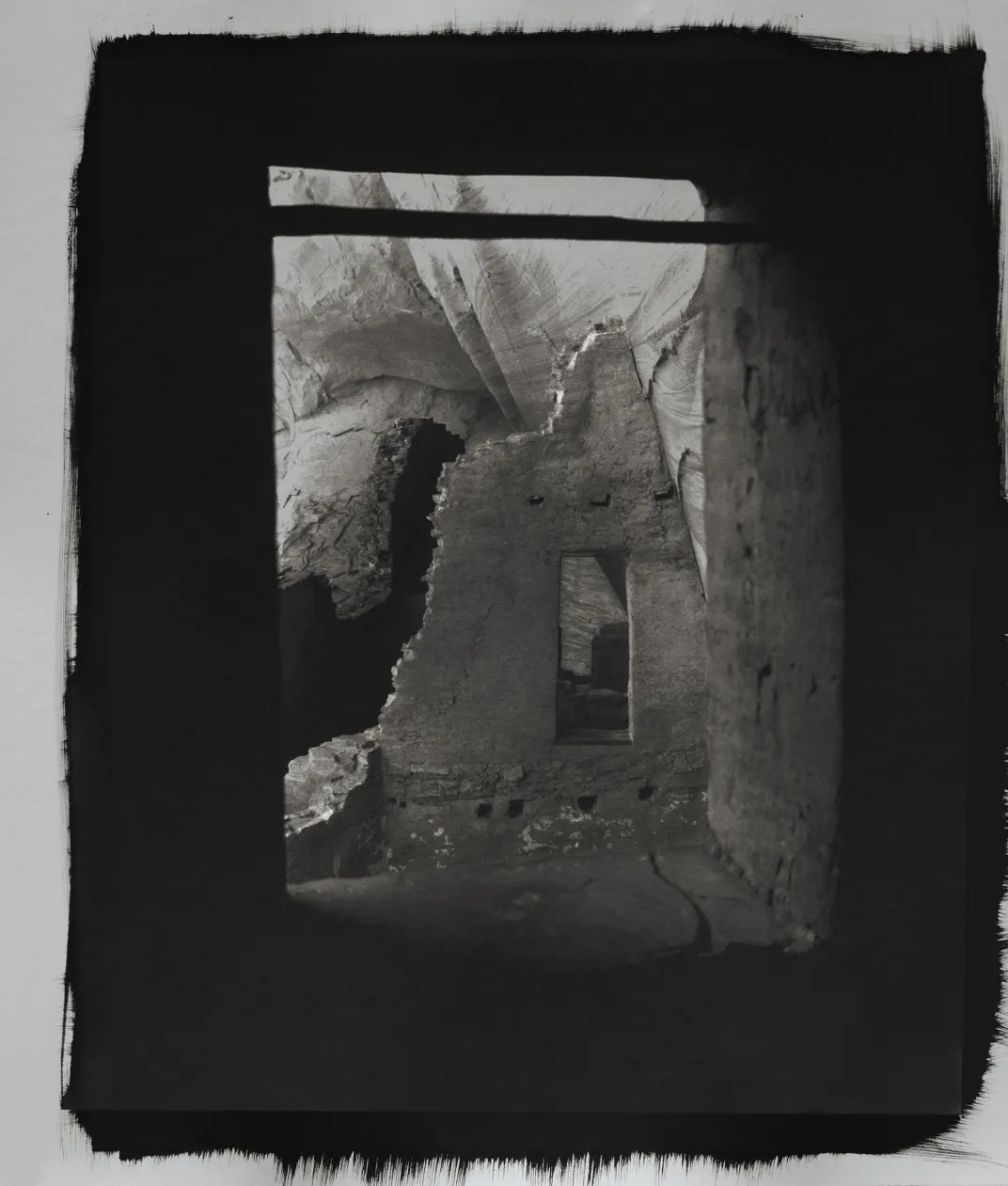 To arrange this elevated perspective onto a window at Tse Yaa Kin, Belger hauled 8-foot-long wooden planks, plus a ladder, up the sheer cliff to the sacred site.