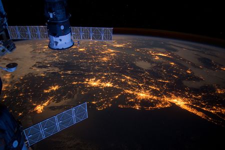 A night-time view from the International Space Station.