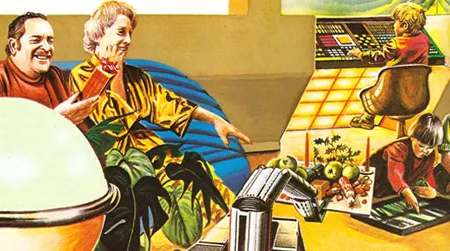 Christmas in the future as imagined in the 1981 book "Tomorrow's Home" by Neil Ardley