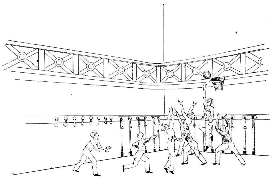 An illustration from Naismith's original 13 rules of basketball