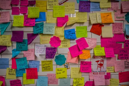 Tens of thousands of sticky notes were used to create the communal artwork/therapy session. 