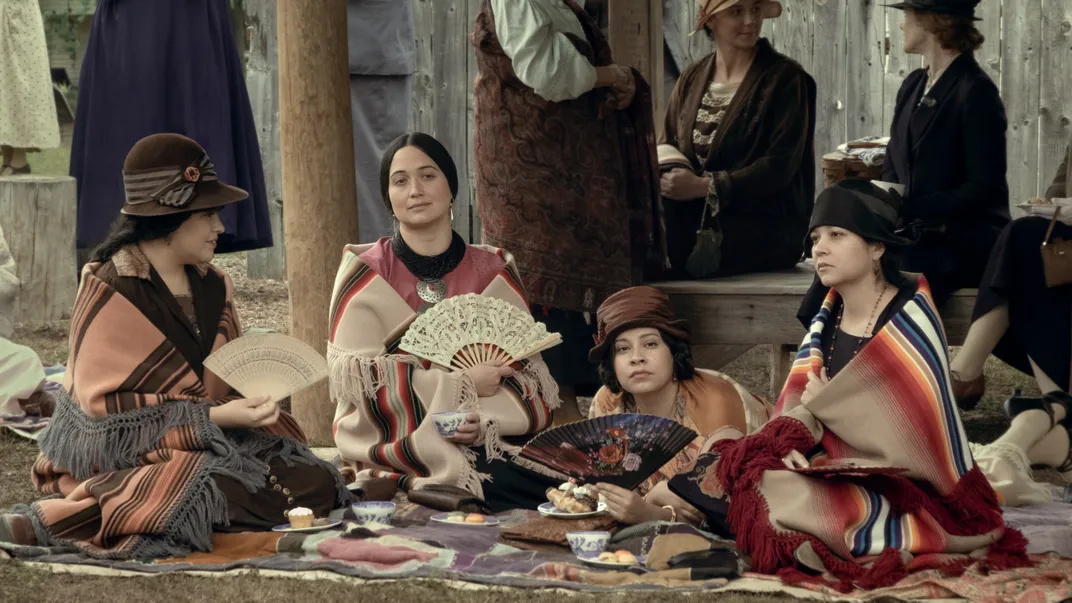 L to R: JaNae Collins, Lily Gladstone, Cara Jade Myers and Jillian Dion in Killers of the Flower Moon